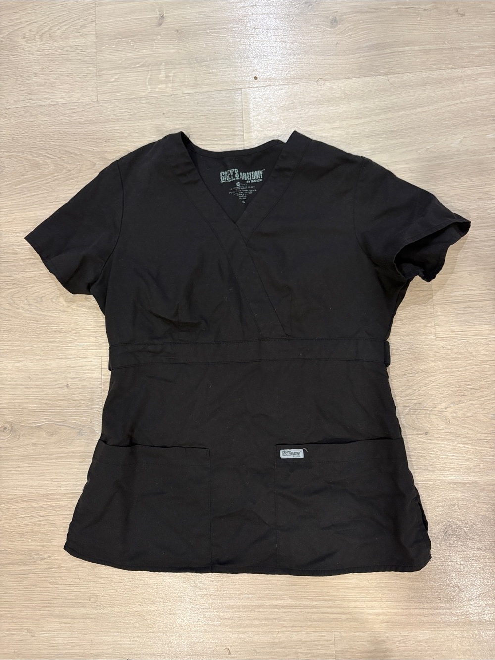 Grey's Anatomy Black Women's Mock-Wrap Scrub Top